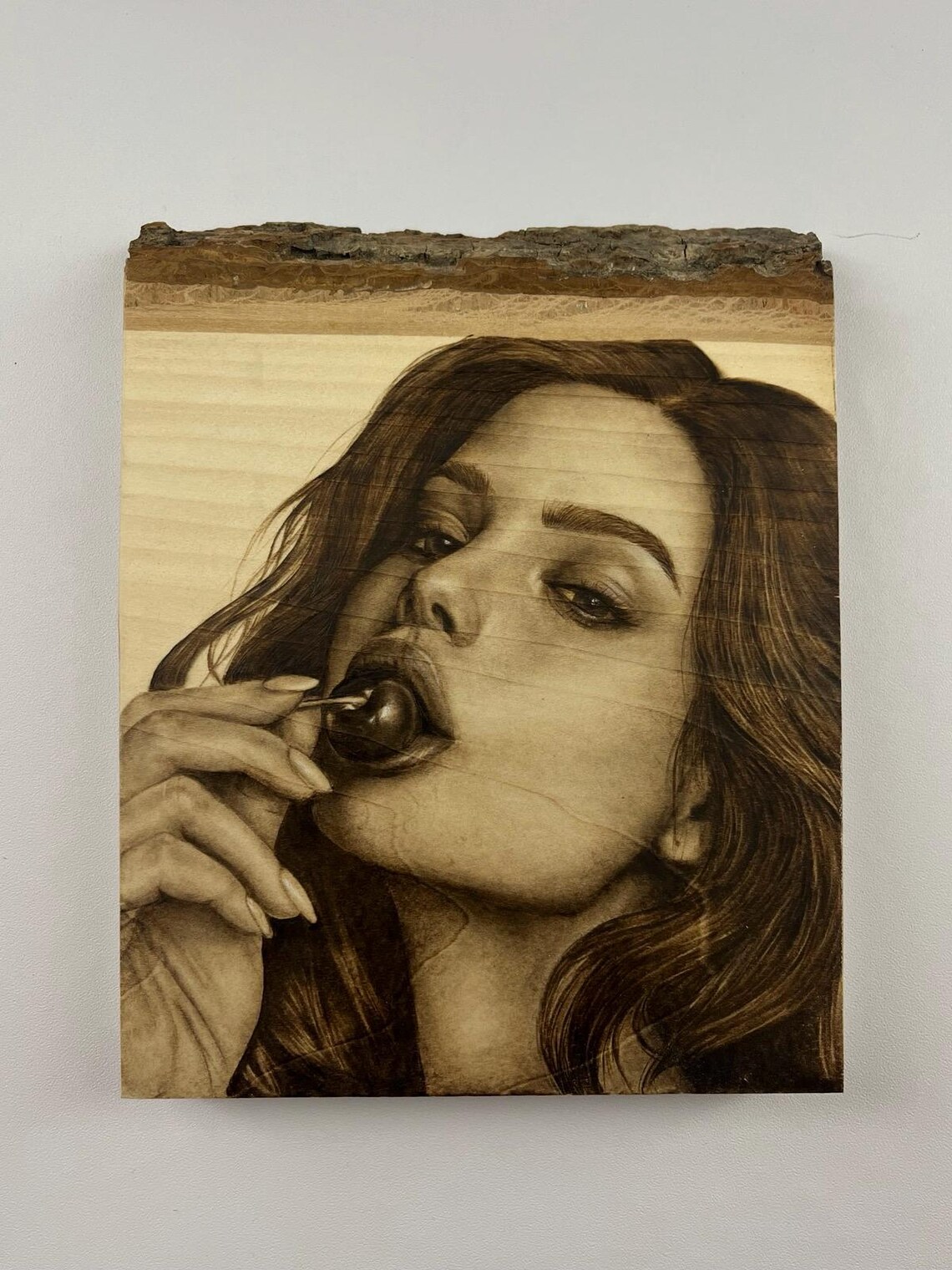 Cherry Girl — original pyrography by Heart Flower